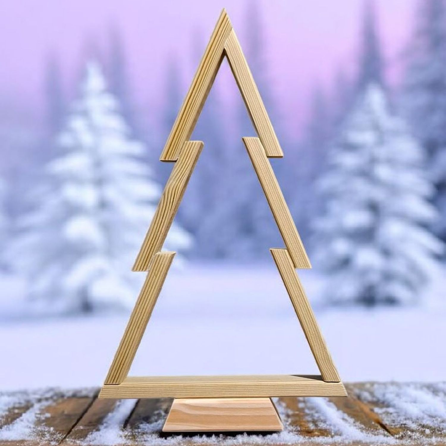 Handcrafted Wooden Christmas Tree - Natural Finish
