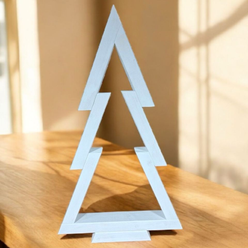 Handcrafted Wooden Christmas Tree - White washed Finish
