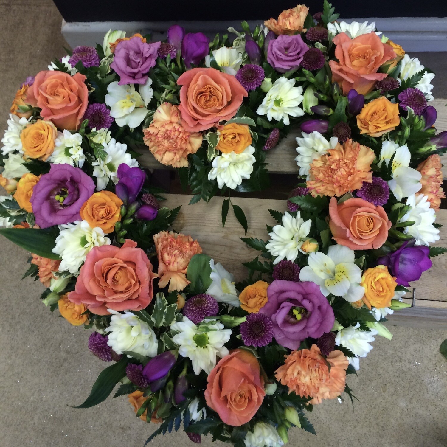 Vibrant Floral Open Heart Tribute
