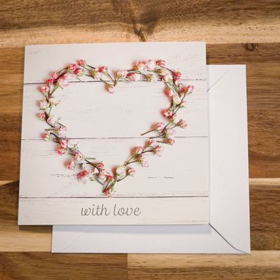 With Love Flower Heart Greetings Card