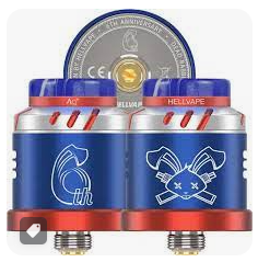 Hellvape DEAD Rabbit Solo RDA (22mm.) + ring  a (24mm) &quot;6th ANNIVERSARY&quot; Blue-silver-red