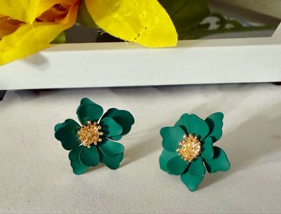 Emerald Bloom Floral Statement Earrings