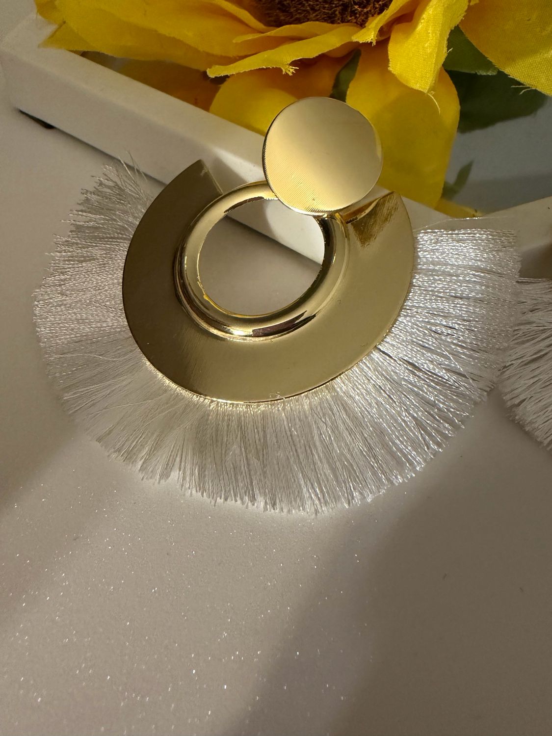 Golden Bloom Fan Fringe Earrings