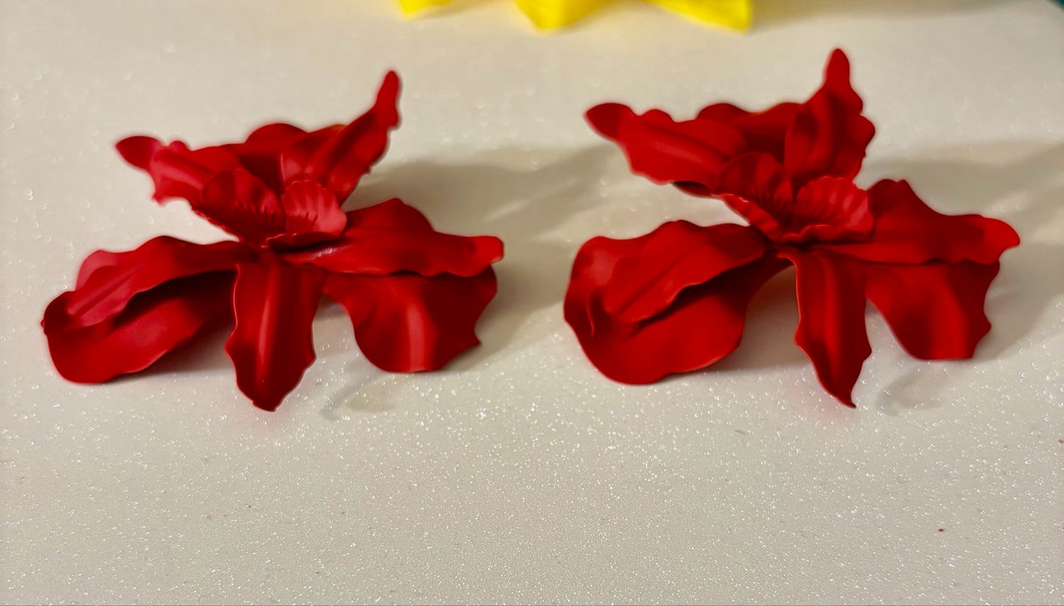 Crimson Bloom Floral Statement Earrings