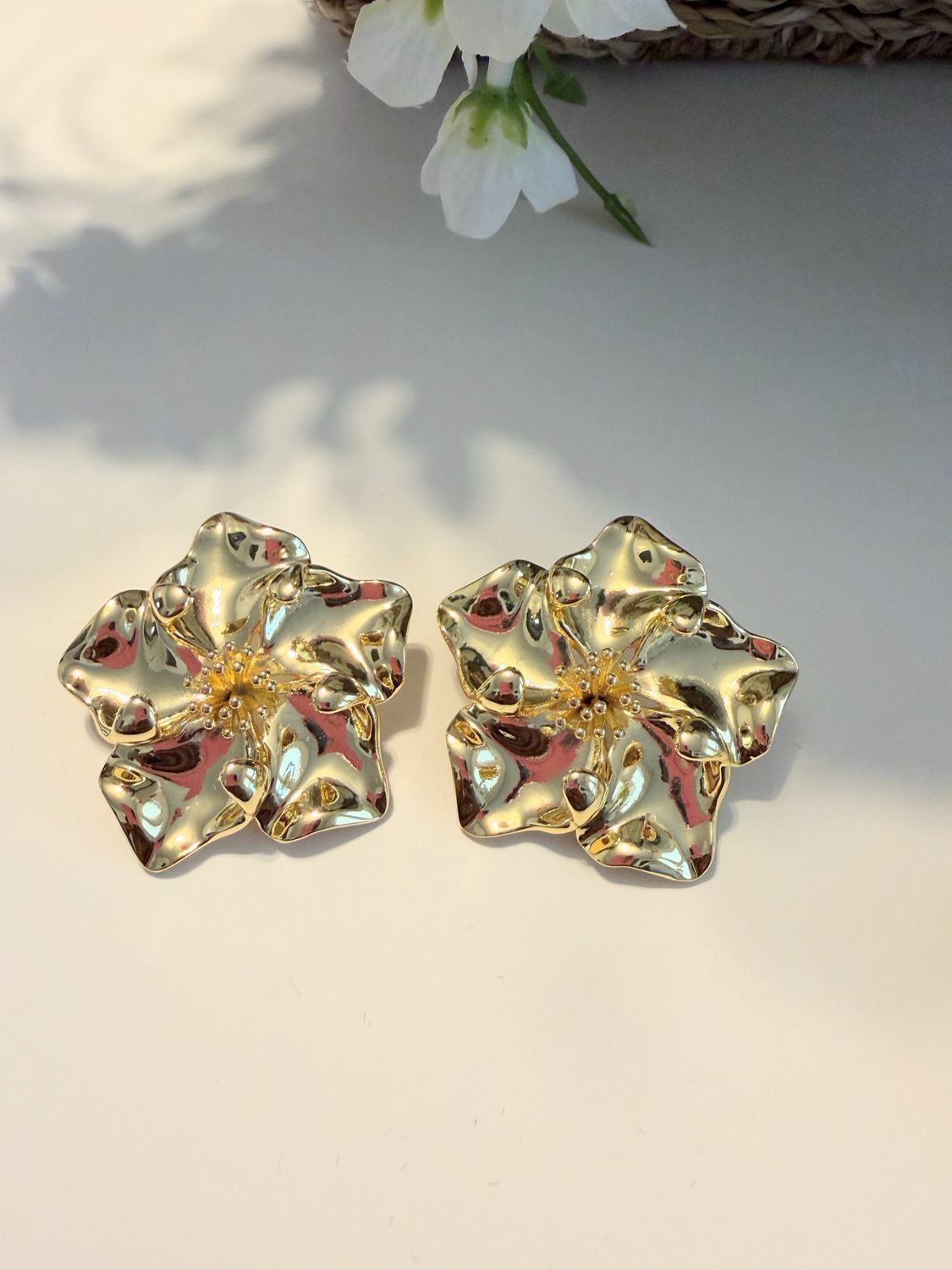 16K Gold Plated Floral Earrings