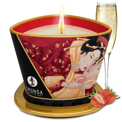 Shunga - Chandelle à Massage - Vin pétillant à la Fraise