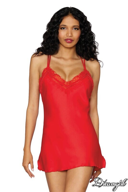 Babydoll en satin rouge - Dreamgirl