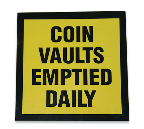 Coin Vaults Emptied Daily Decal - 4" x 4"