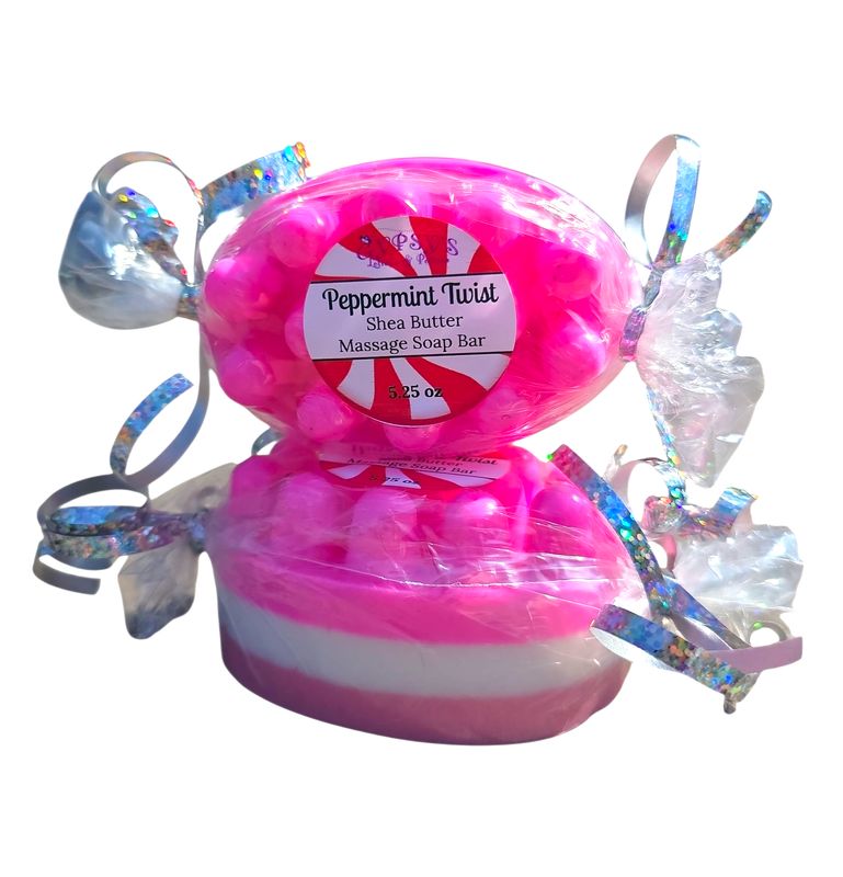 Massage Soap Bar, Peppermint Twist Massage Soap Bar, Peppermint Twist