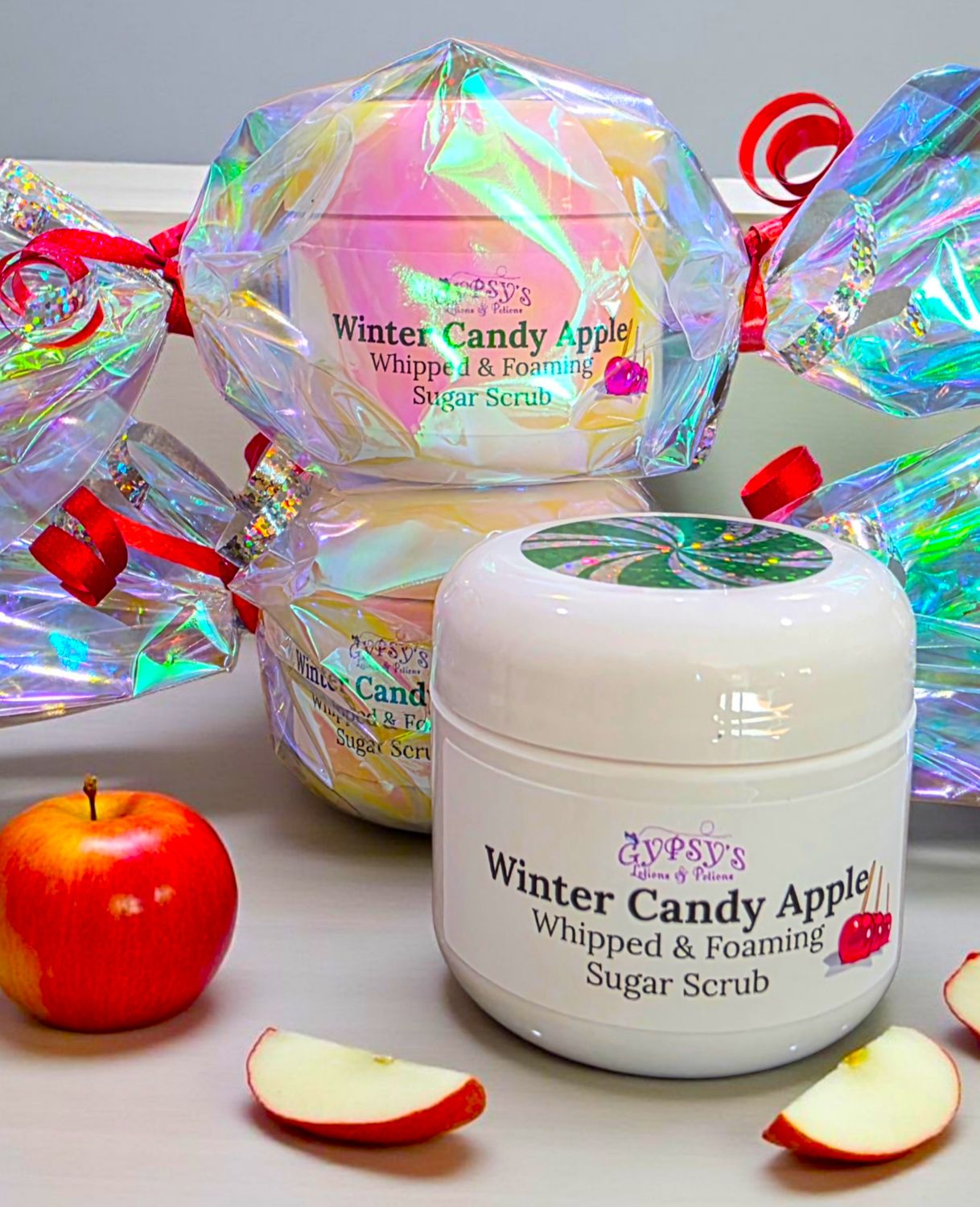 Candy Wrapped &quot;WINTER CANDY APPLE&quot; Hand &amp; Body Scrub, Mini