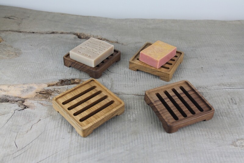 Wooden Draining Square Soap Dish,  Handmade Soap Tray