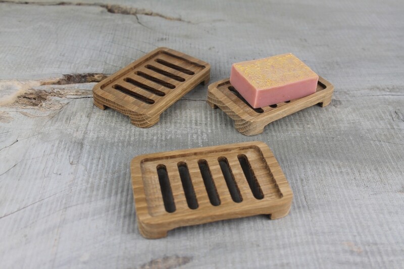 Wooden Self Draining Soap Dish, Oak, Plastic Free