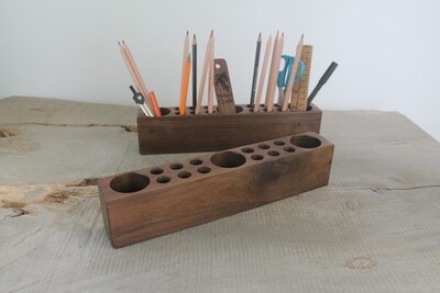 Wooden Desk Organizer, Walnut Pen and Pencil Holder