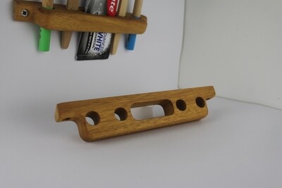 Wooden Toothbrush and Toothpaste Holder For 4 Toothbrushes, Teak