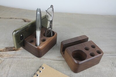 Walnut Wood Desk Caddy, Pen and Pencil Holder