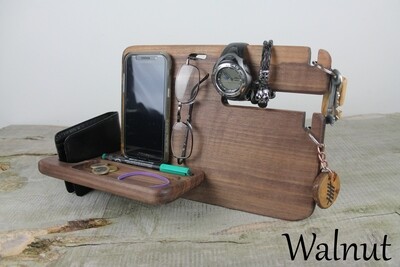 Walnut Desk Organizer, Phone Stand, and Charging Station