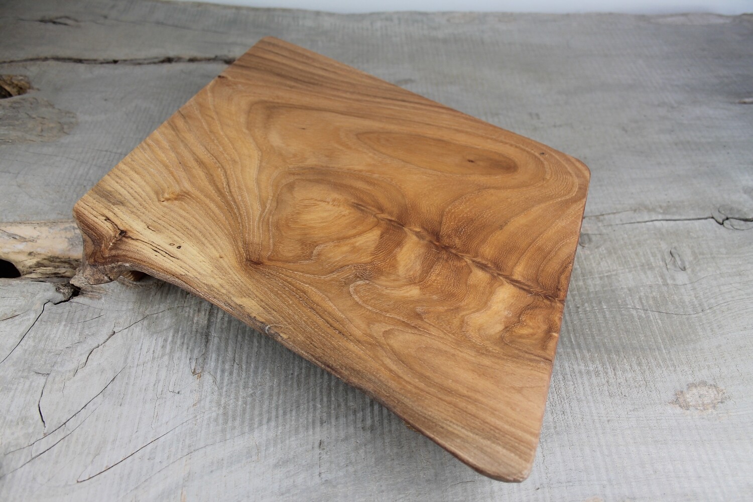 Solid Elm Cutting Board, Charcuterie board, Raised Wooden Serving Board