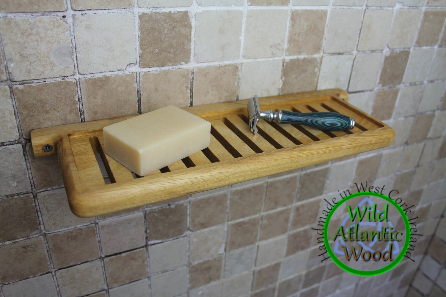 Large Wall Mounted Teak Soap Dish