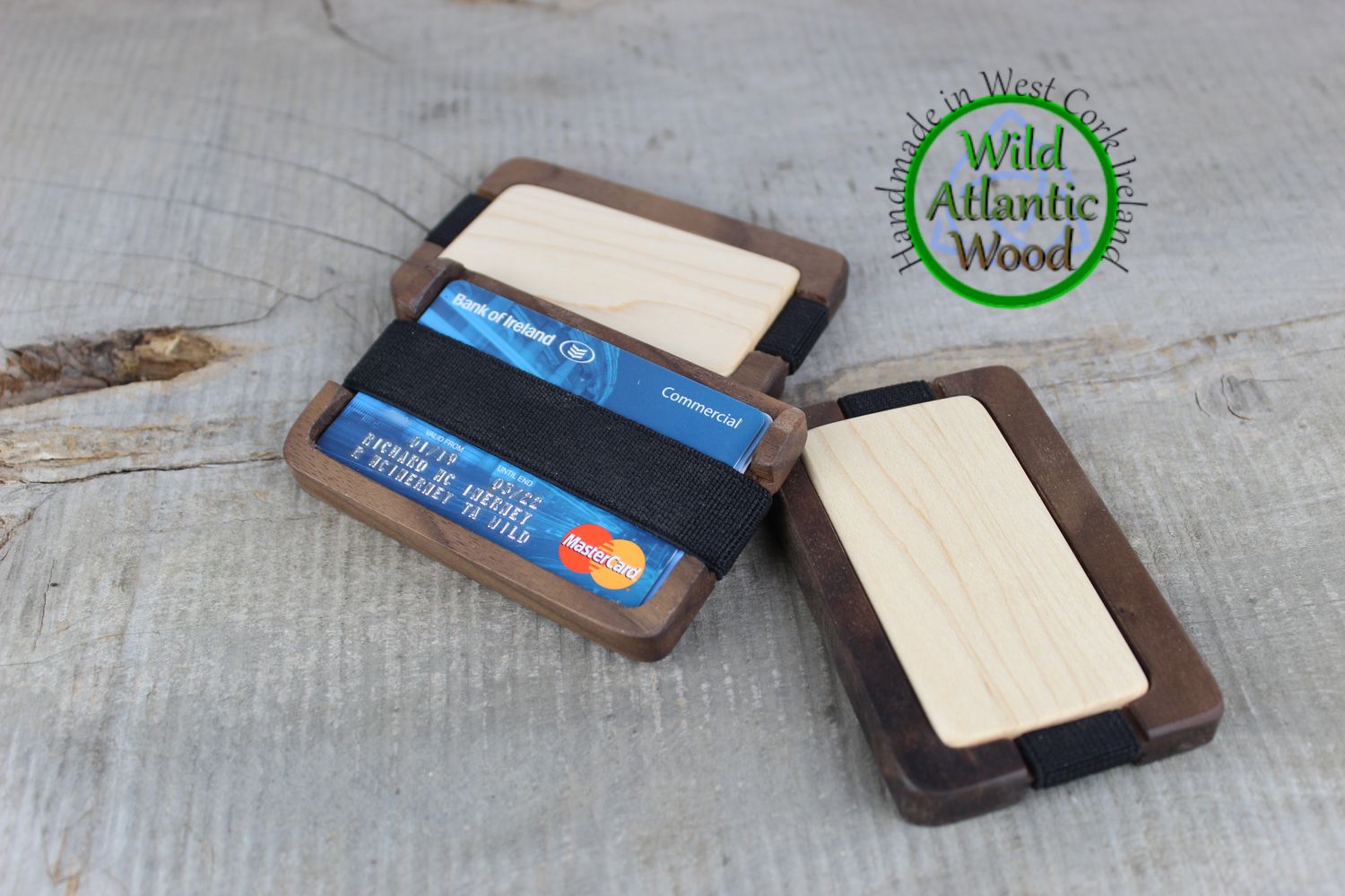 Minimalist Slim Wooden Wallet Card Holder Handmade From Walnut And Maple, Personalized Custom Gift, Change Your Leather Wallet