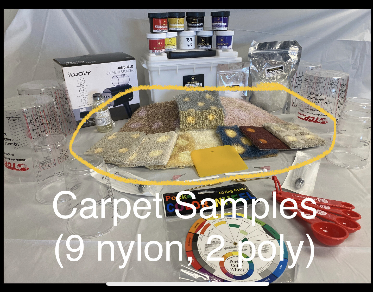 12 Bleached Carpet Samples Kit #1 only - (best For basic Practice. Same Sample Kit Used In Foundational Carpet Dyeing Training) 