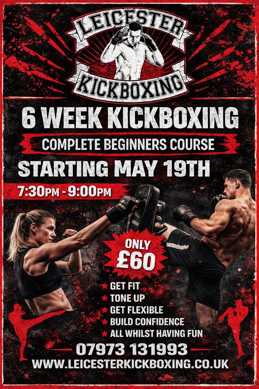 Adults kickboxing Beginners Course Tuesday 19th May 2026 7.30pm to 9.00pm