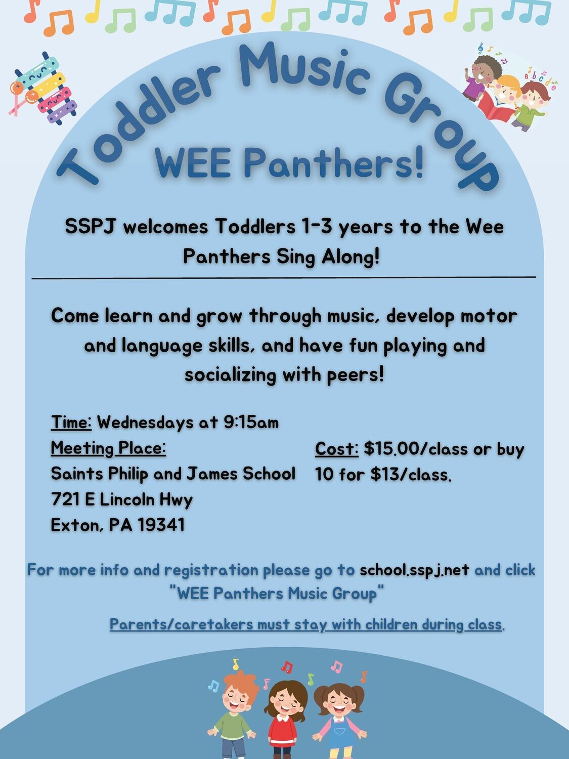 5 Classes - Wee Panthers Toddler Music Program