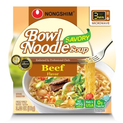 NongShim Bowl Noodle Soup Beef Flavor 3.03 oz