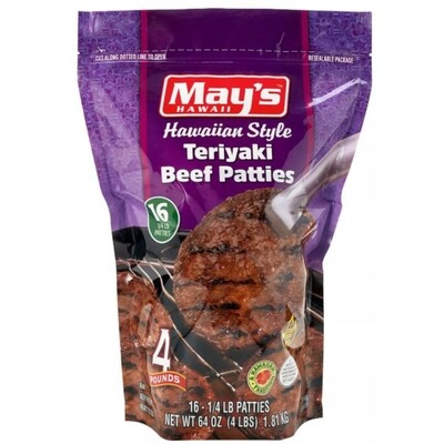 May's Hawaiian Style Teriyaki Beef Patties 4 lb. May's Hawaiian Style Teriyaki Beef Patties 4 lb.