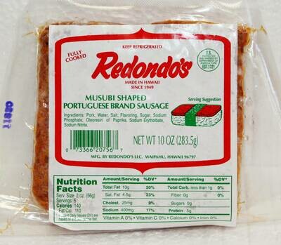 Redondo Musubi Portuguese Sausage 10 oz Redondo Musubi Portuguese Sausage 10 oz