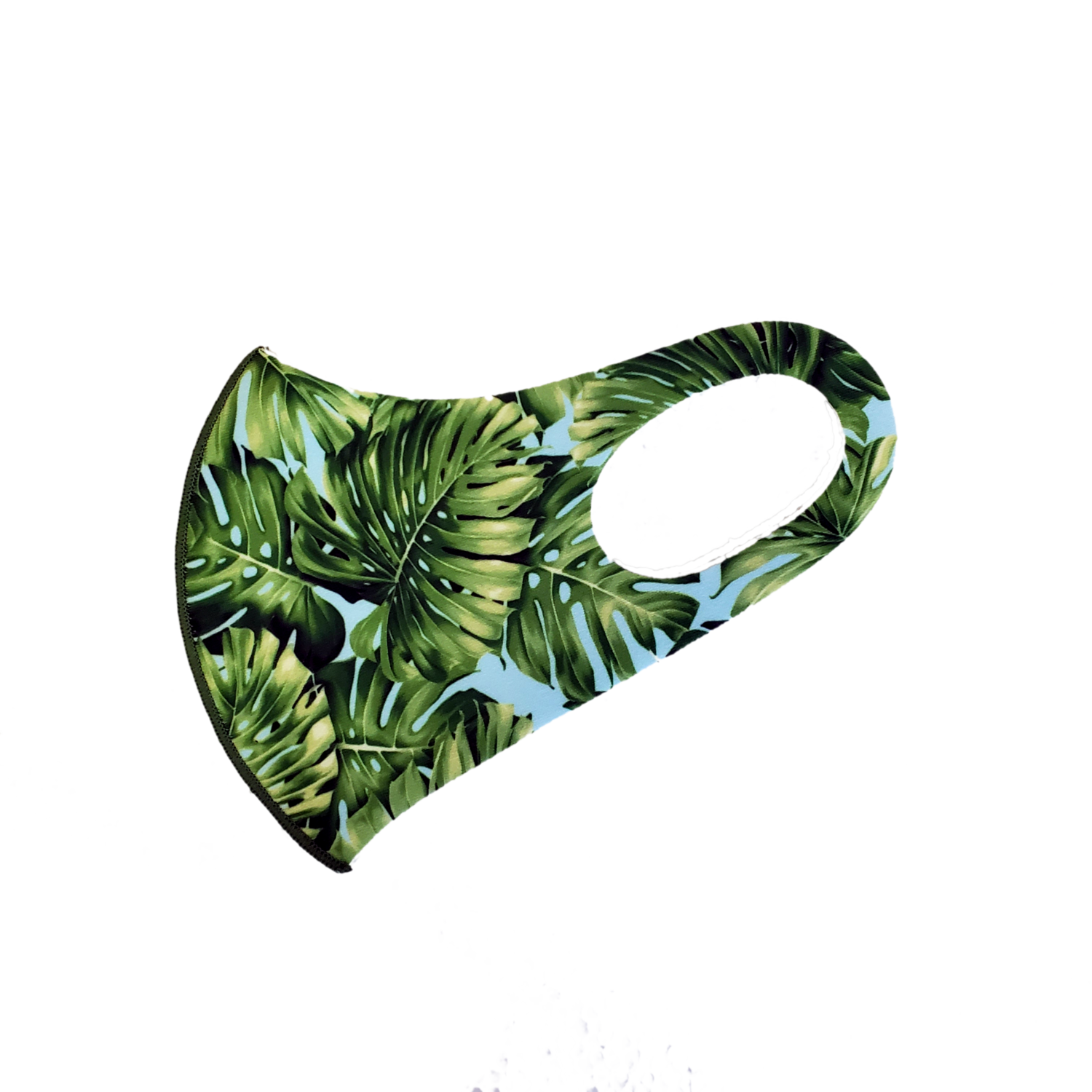 Adults Polyester/Spandex Washable Mask -  Green Monstera