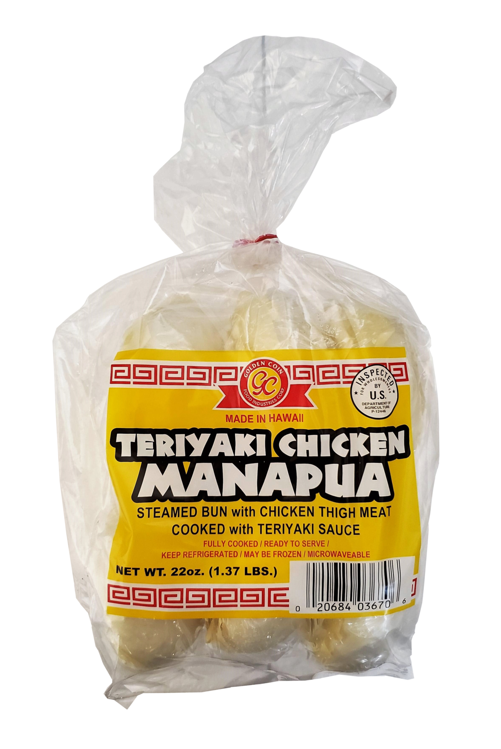 Golden Coin Teriyaki Chicken Manapua 6 ct 26 oz