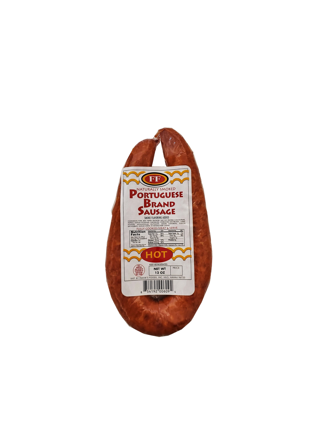 Franks Foods Portuguese Sausage Hot 12 oz