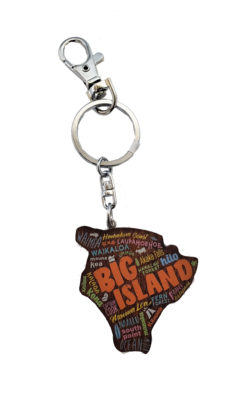 Keychain - Painted Island Wood Big Island