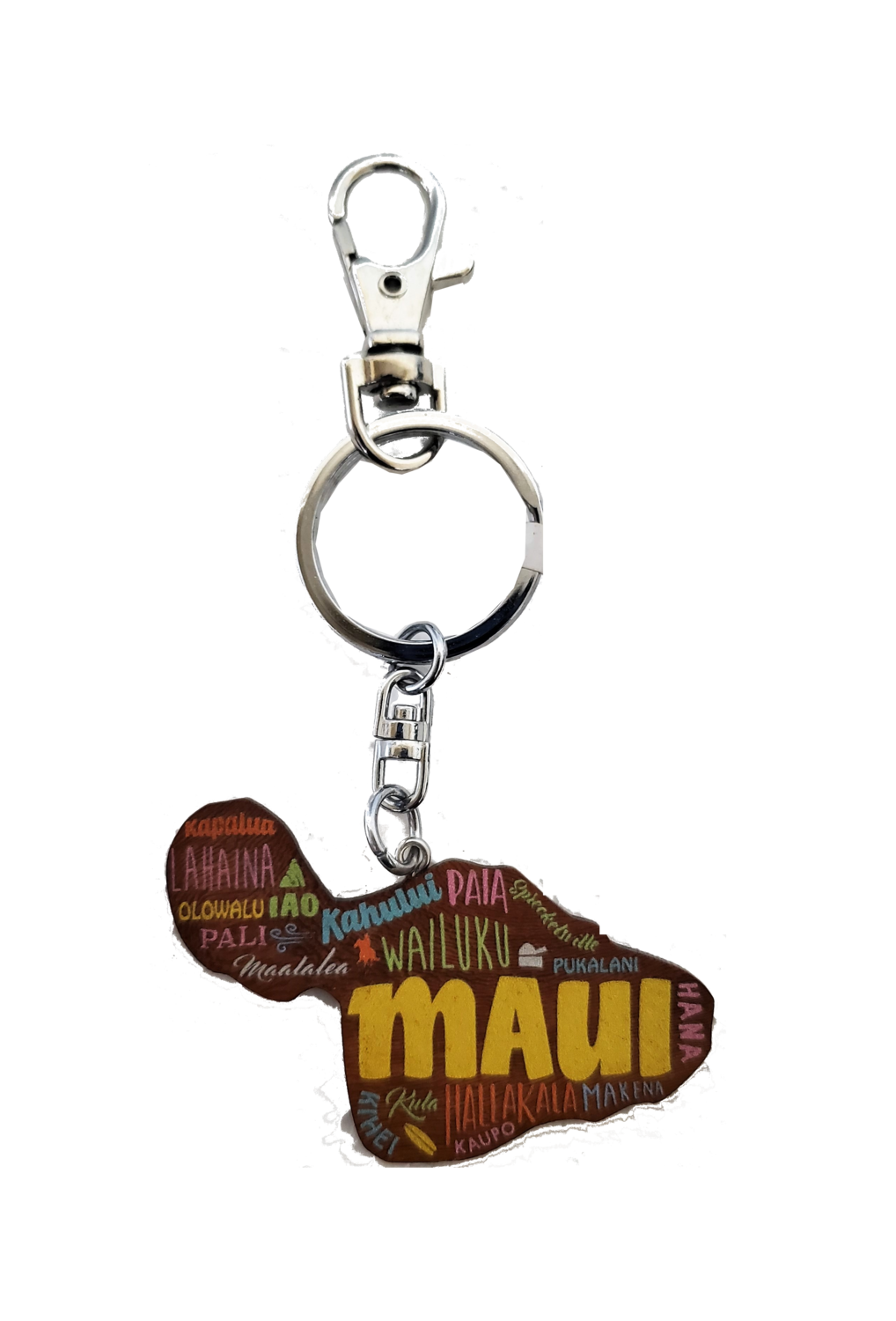 Keychain - Painted Island Wood Maui