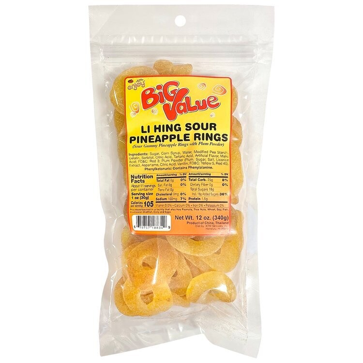 Enjoy Big Value Li Hing Sour Pineapple Rings 12oz