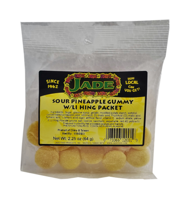 Jade Sour Pineapple Gummy w/ Li Hing Packet 2.25 oz (NOT FOR SALE TO CALIFORNIA)