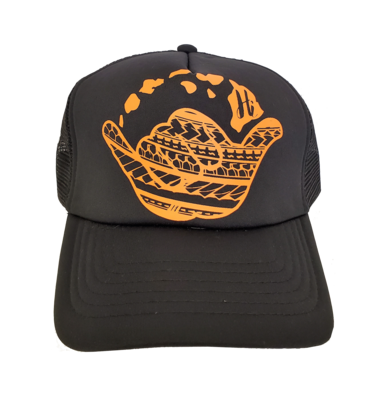 Hawaiian Headwear Tribal Shaka & Hawaiian Islands Foam Trucker Hat - Orange