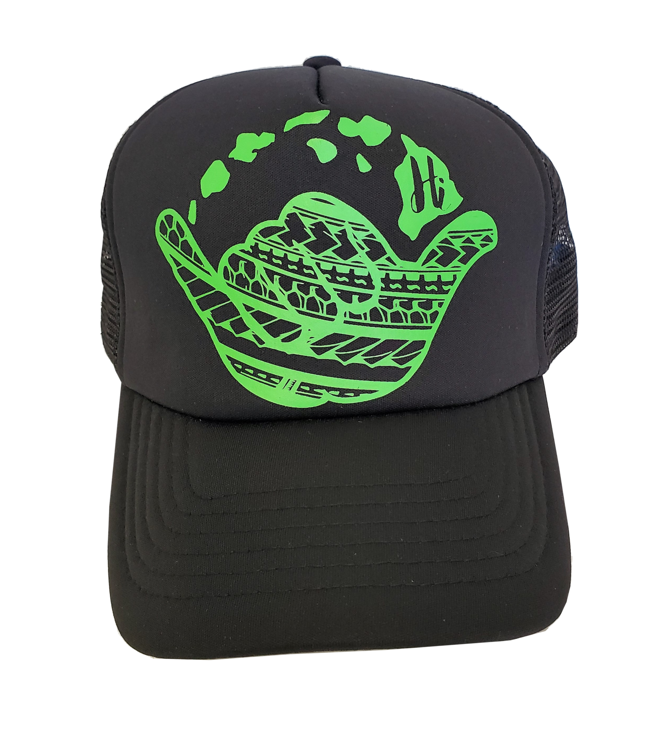 Hawaiian Headwear Tribal Shaka & Hawaiian Islands Foam Trucker Hat - Green