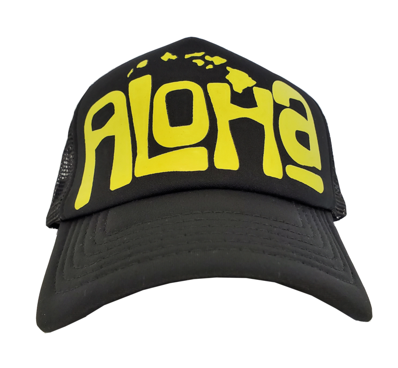 Hawaiian Headwear Aloha Hawaiian Islands Foam Trucker Hat - Yellow