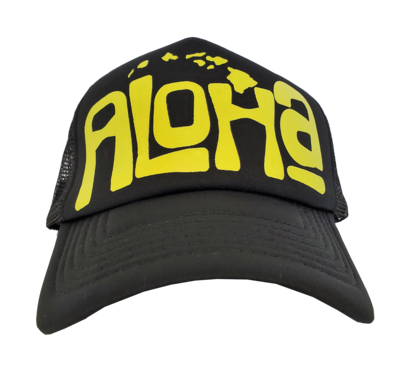 Hawaiian Headwear Aloha Hawaiian Islands Foam Trucker Hat - Yellow