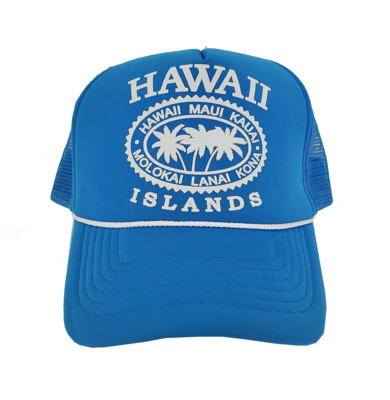 Hawaiian Headwear Palm Island Chain Foam Trucker Hat - Lt. Blue