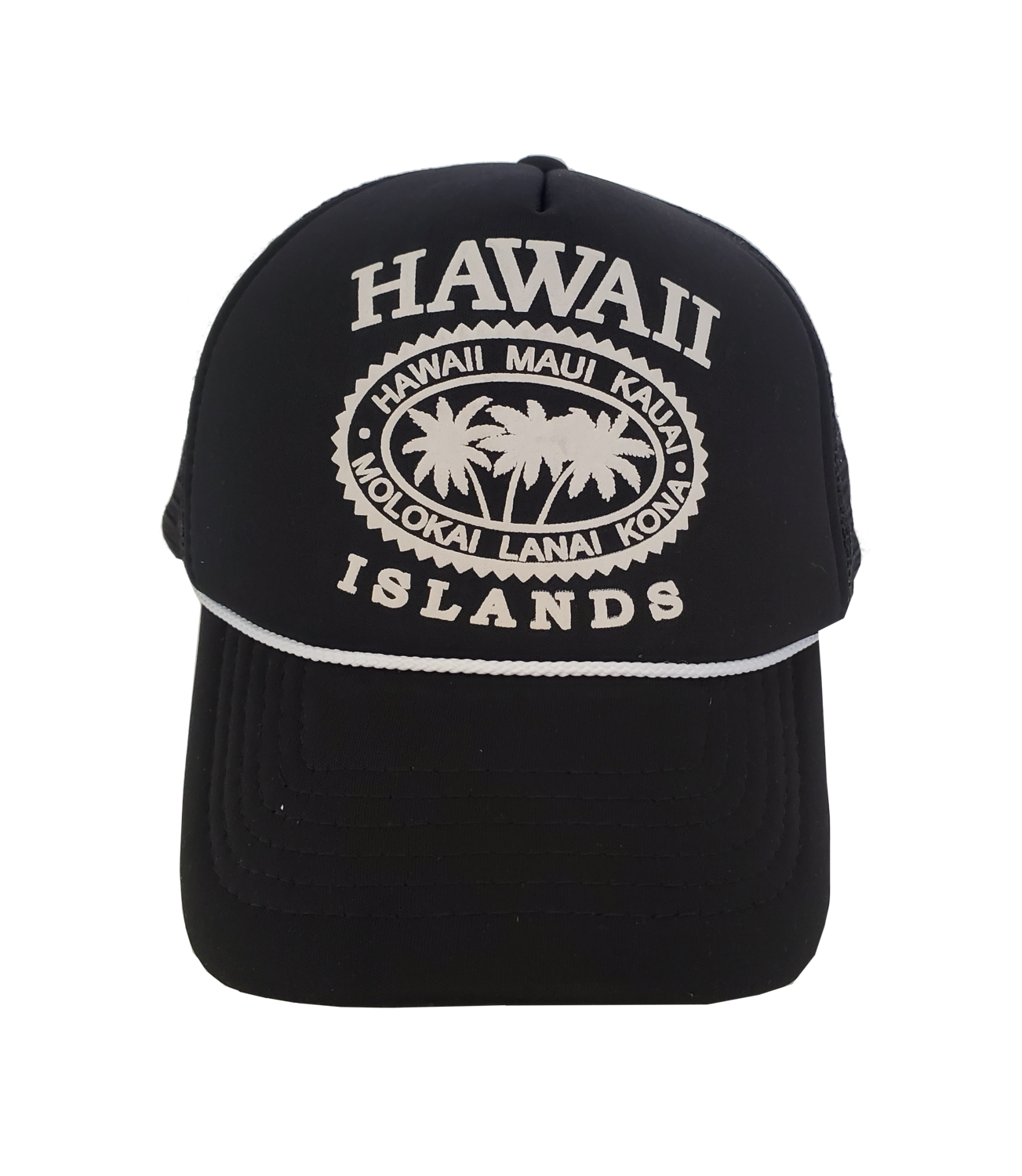 Hawaiian Headwear Palm Island Chain Foam Trucker Hat - Black