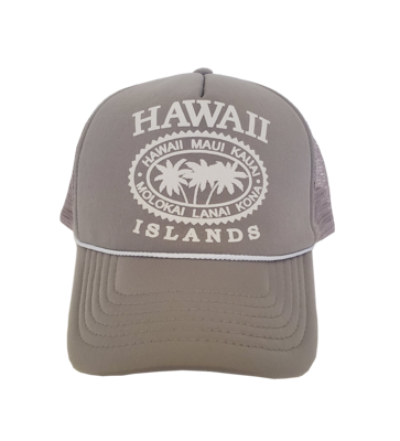 Hawaiian Headwear Palm Island Chain Foam Trucker Hat - Gray