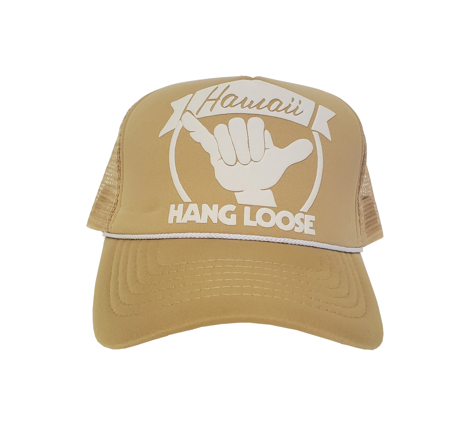 Hawaiian Headwear Hang Loose Hawaii Foam Trucker Hat - Tan