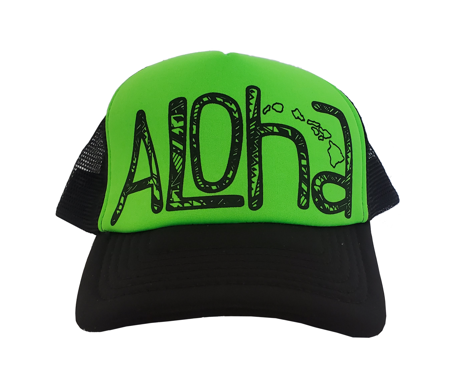 Hawaiian Headwear Tribal Aloha Foam Trucker Hat - Green