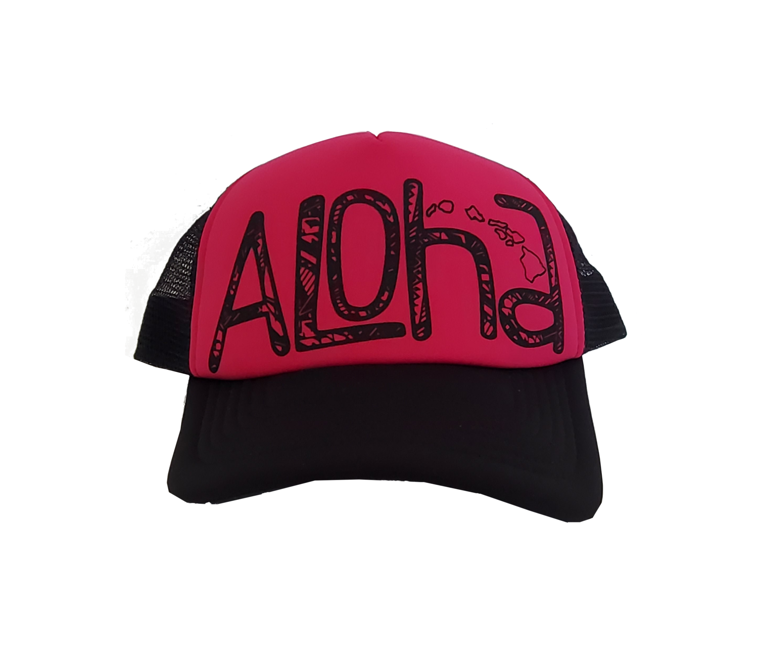 Hawaiian Headwear Tribal Aloha Foam Trucker Hat - Hot Pink