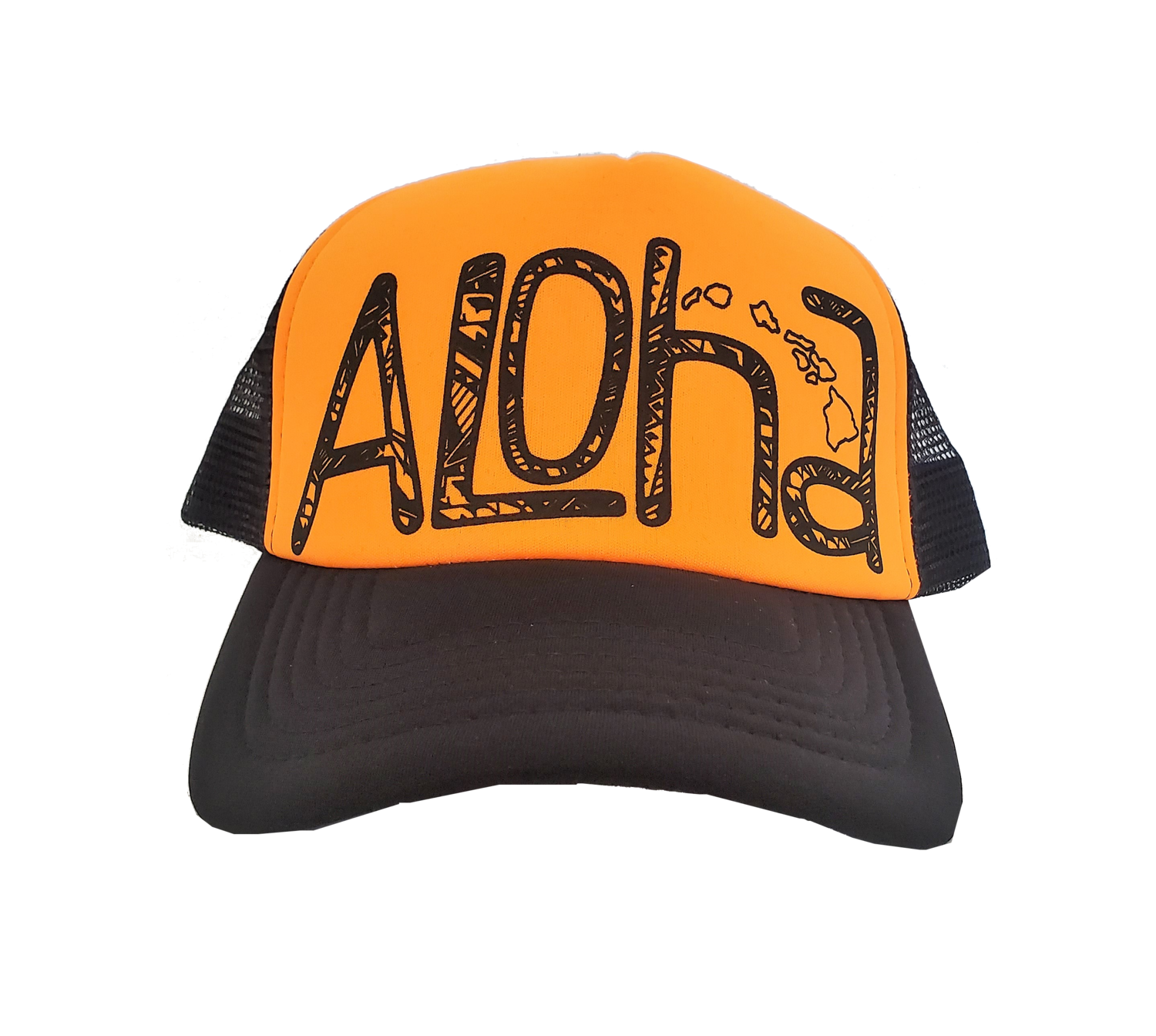 Hawaiian Headwear Tribal Aloha Foam Trucker Hat - Orange