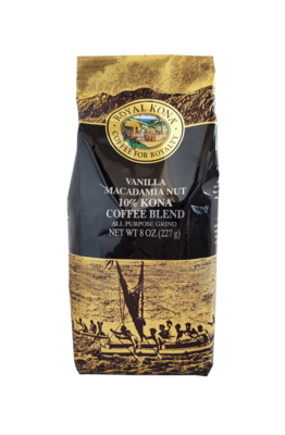 Royal Kona Coffee - Vanilla Macadamia Nut 10% Kona Coffee Blend 8 oz