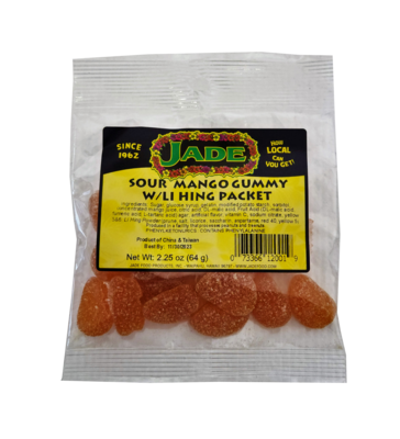 Jade Sour Mango Gummy w/ Li Hing Packet 2.25 oz (NOT FOR SALE TO CALIFORNIA)