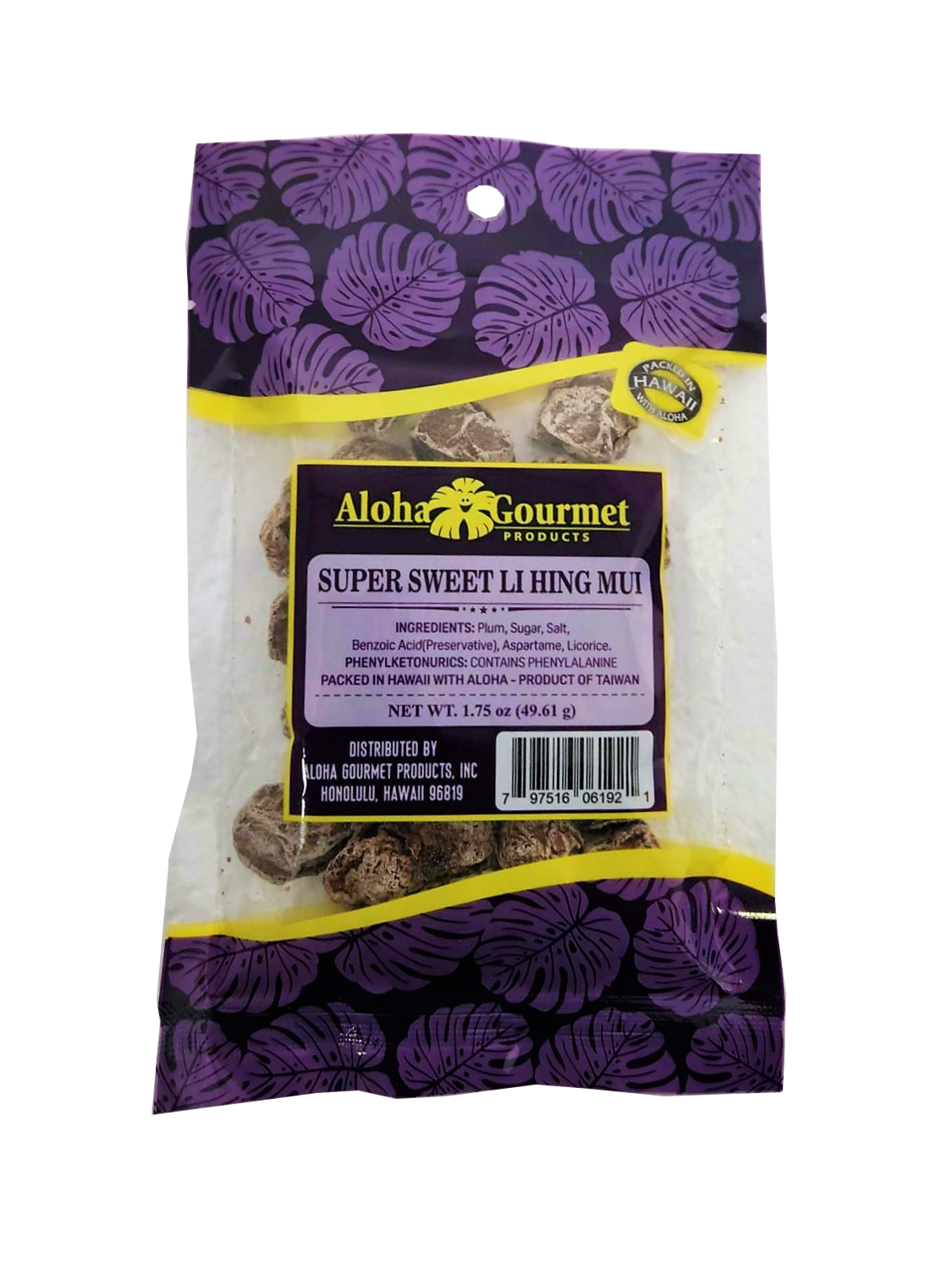 Aloha Gourmet Super Sweet Li Hing Mui 1.75 oz (NOT FOR SALE TO CALIFORNIA)